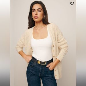 Reformation Guista Cashmere Cardigan in Eco Beige